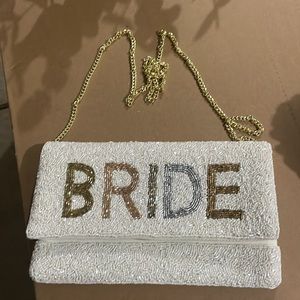 Beaded Bride clutch/ chain crossbody